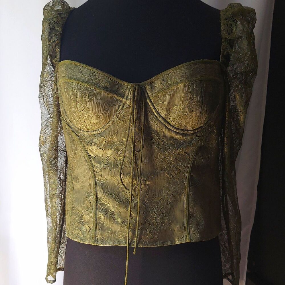 Chelsea & Violet Victorian Lace Bustier Corset Sleeves Regency Goth RenFaire